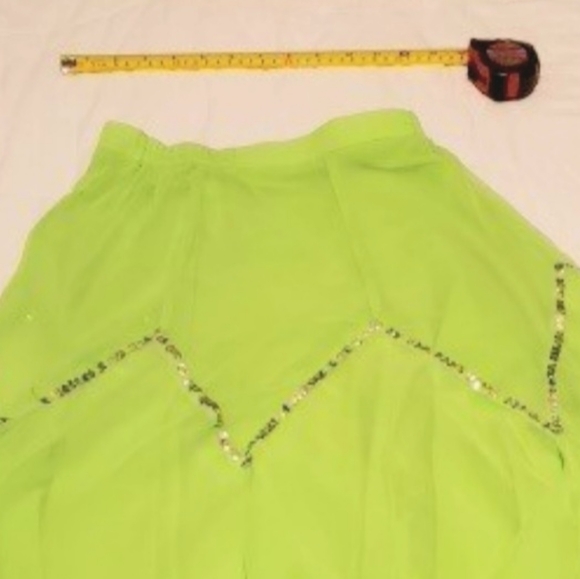 Neon Lime Green Ruffled Dance Skirt Sz M Halloween Costume - Picture 3 of 5